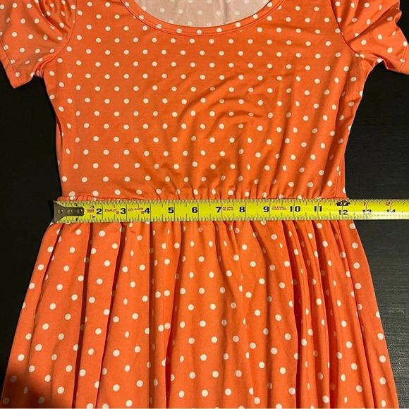 Lularoe Riley NWT Size XS Peach With Polka Dots Midi Dress Stretch - Picture 7 of 8